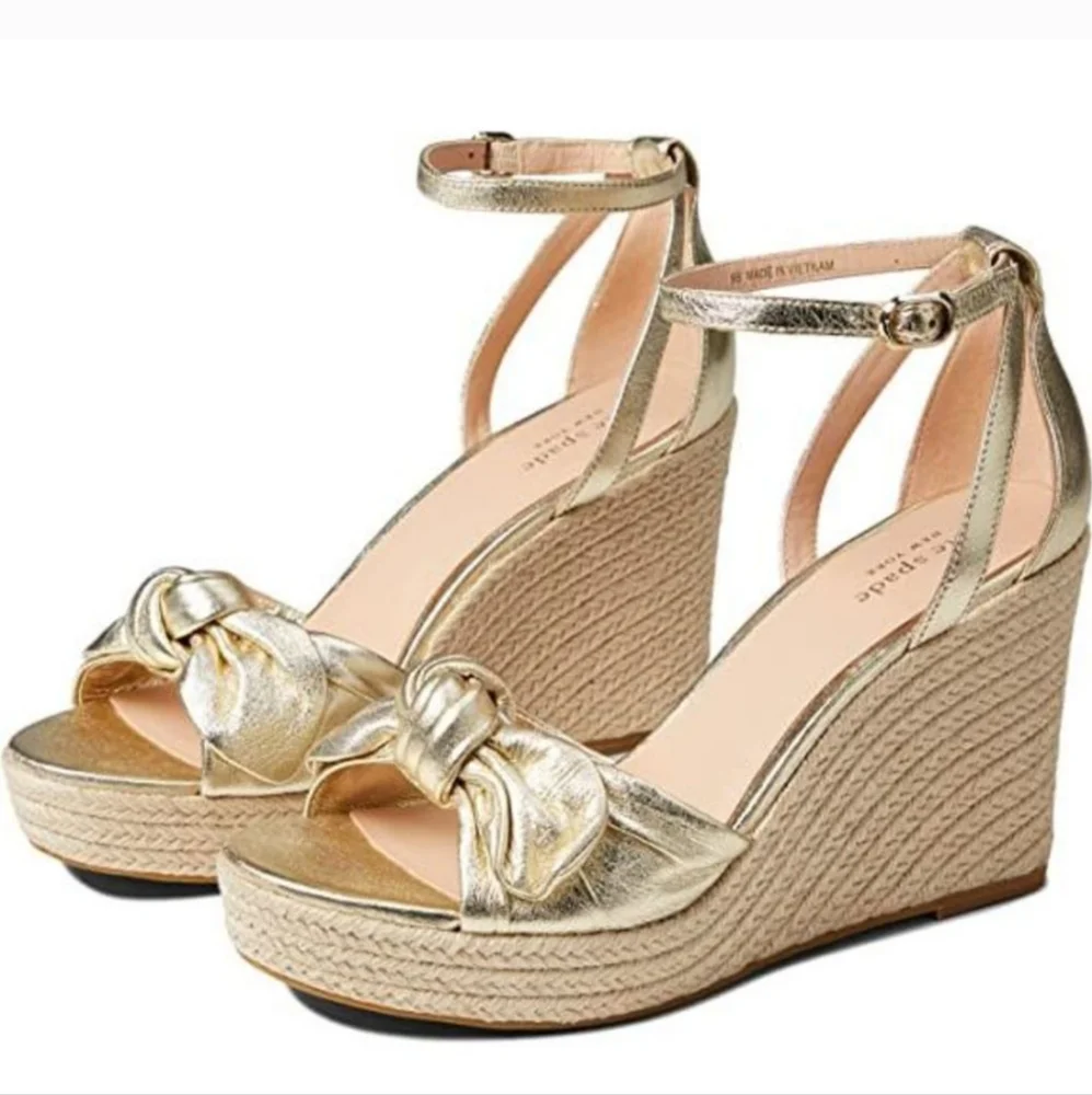 Kate Spade Gold Espadrille Platform Sandals